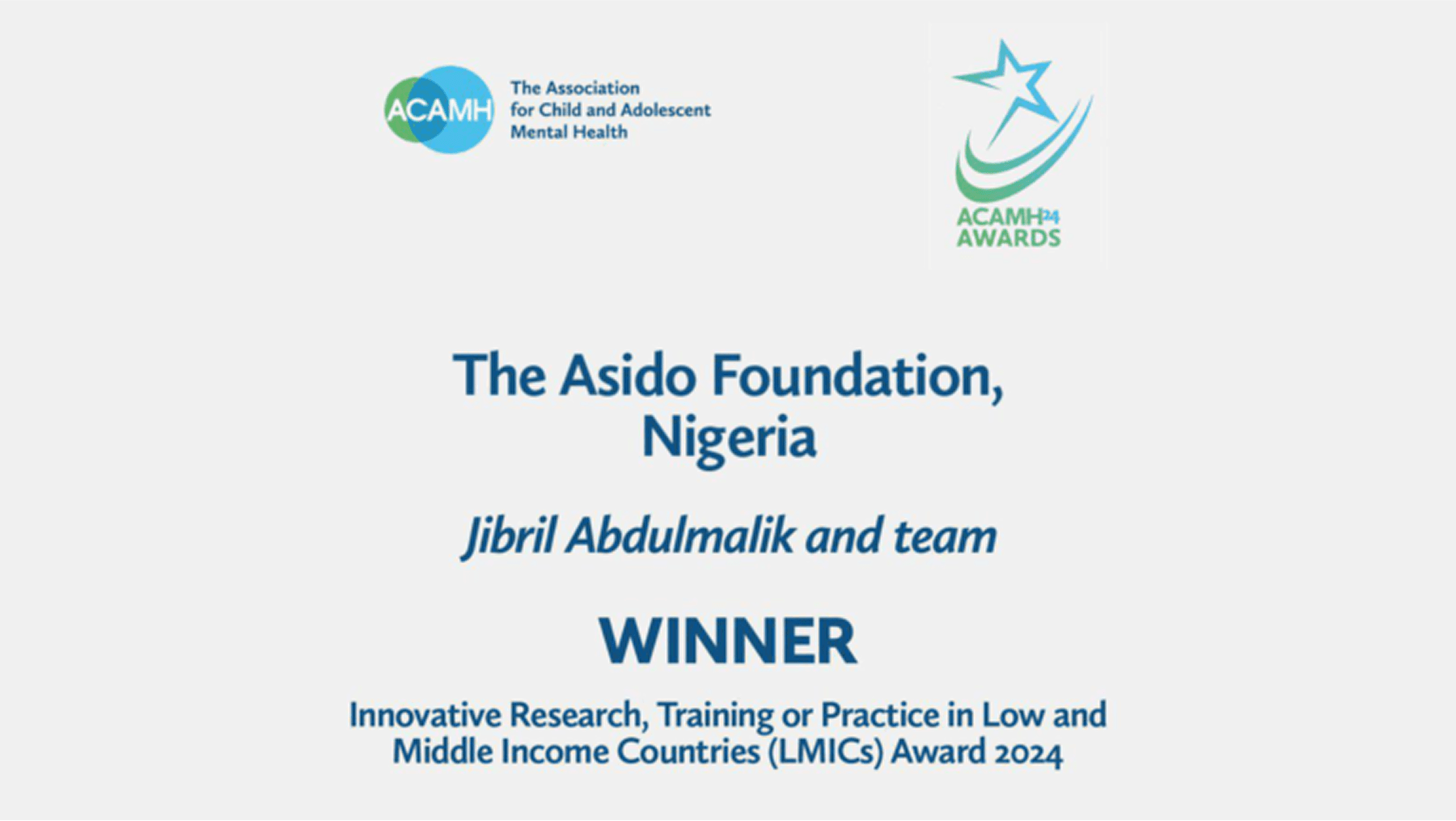 ACAMH LMICs Innovation Award